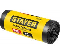 STAYER  HEAVY DUTY 300 л, чёрные, 10шт, особопрочные, строительные мусорные мешки (39157-300)