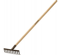 GRINDA  GT-10 WOOD 10 прямых зубцов, 260 х 80 х 1300 мм, деревянный черенок, Садовые грабли (39583-10)