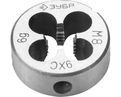 ЗУБР  М8x1.0мм, сталь 9ХС, Плашка круглая ручная (4-28022-08-1.0)