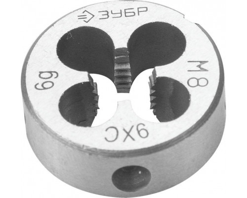 ЗУБР  М8x1.25мм, сталь 9ХС, Плашка круглая ручная (4-28022-08-1.25)