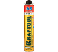 KRAFTOOL  GOLD 65 850мл, выход до 65л пистолетная всесезонная SVS незалипающий клапан, мелкопористая, Монтажная пена (41194)