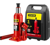 STAYER  RED FORCE, 2т, 181-345 мм, Бутылочный гидравлический домкрат в кейсе (43160-2-K)