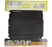 STAYER  5 мм, 20 м, вязаный, черный, полипропиленовый шнур (50421-05-020)