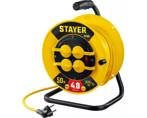 STAYER  М-325 ПВС 3х2.5 50м 4000Вт IP44, Силовой удлинитель на катушке (55064-50)