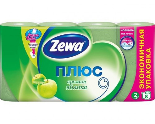 Бумага туалетная ZEWA плюс 2сл 8шт Яблоко (12) ЭйСиЭй Хайджин Продактс Раша