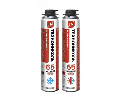 Пена монтажная профессиональная ТЕХНОНИКОЛЬ №65 MAXIMUM всесезонная (990 г/ шт)